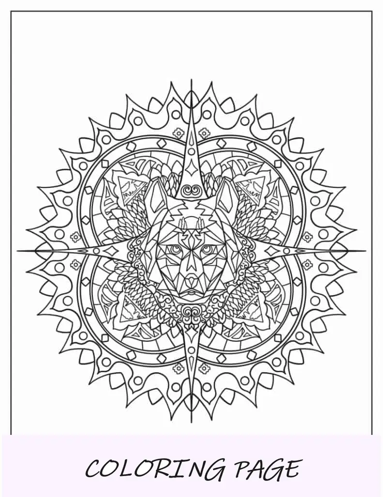 Mandala de cachorro Husky para colorir
