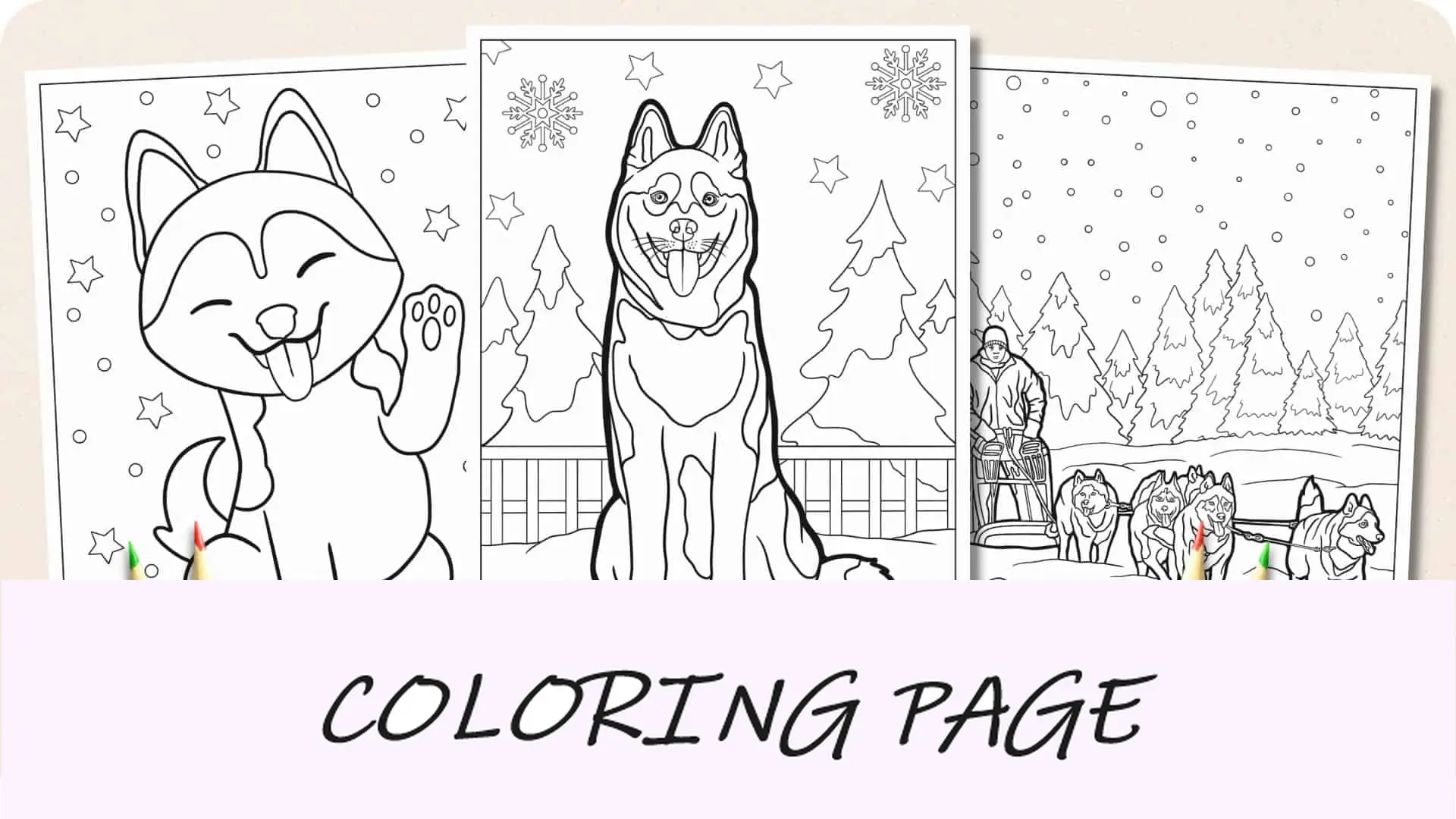 Imagem em destaque de páginas para colorir Husky
