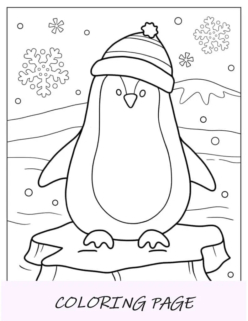 Folha para colorir Casa de pão de mel Kawaii com neve