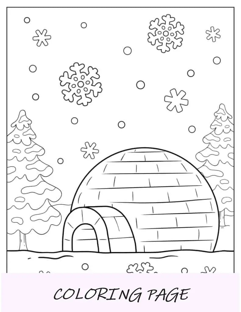 Página para colorir do globo de neve de inverno com elfo