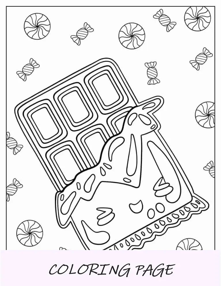 Barra de chocolate Kawaii para colorir
