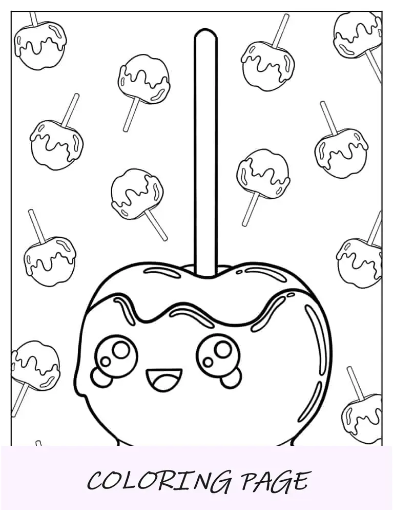 Página para colorir de maçã doce Kawaii