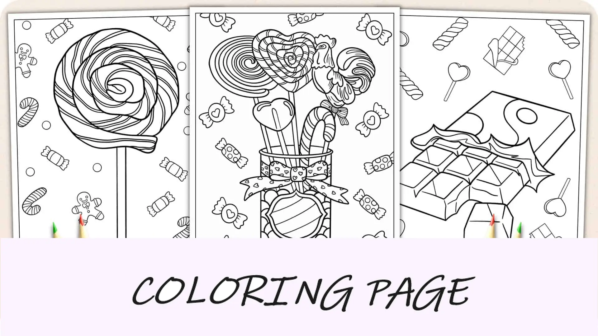 Imagem em destaque da página para colorir de doces