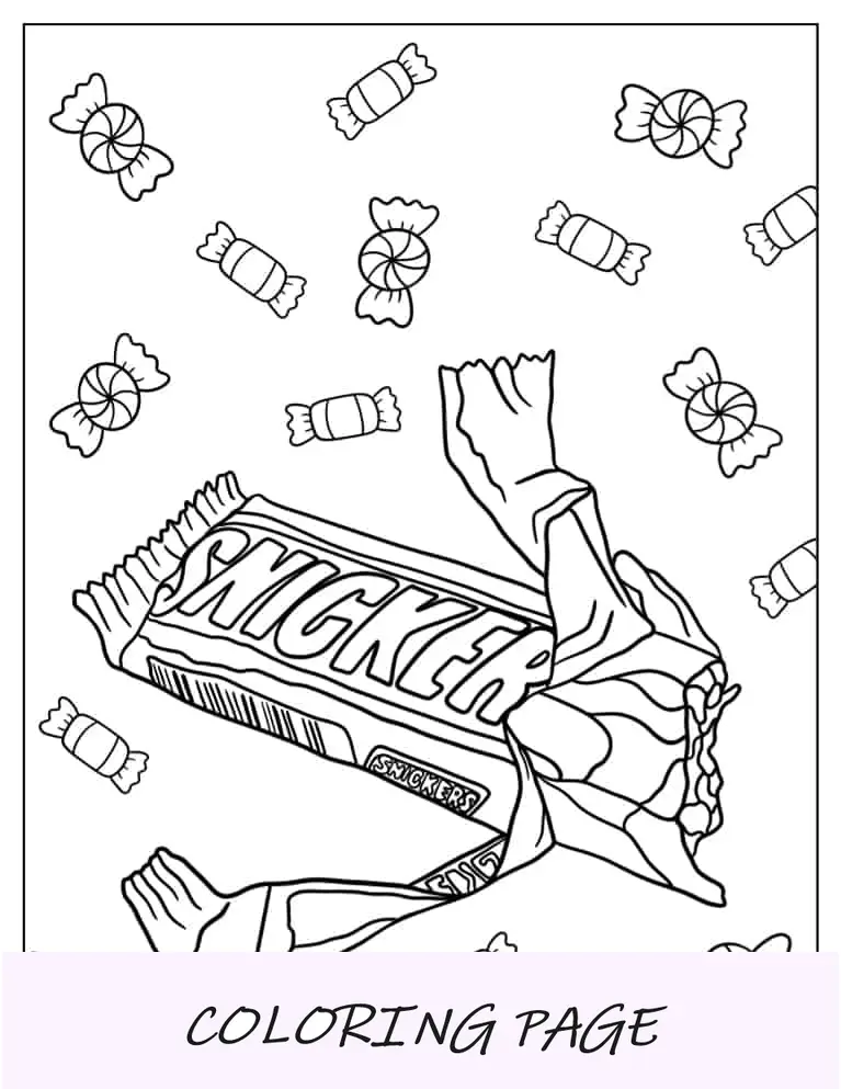 Barra de chocolate Snickers para colorir