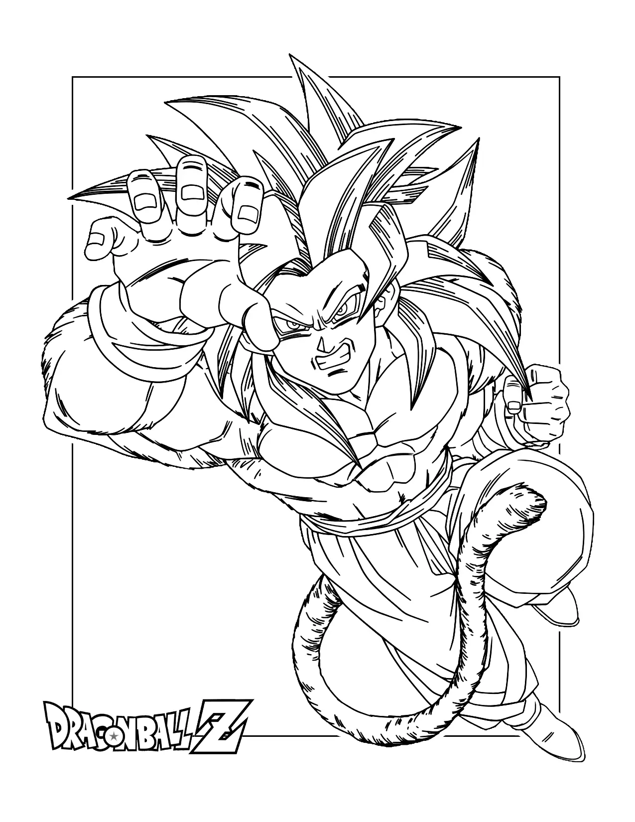 Dragon Ball Z Super Saiyan With Tail Coloring Page