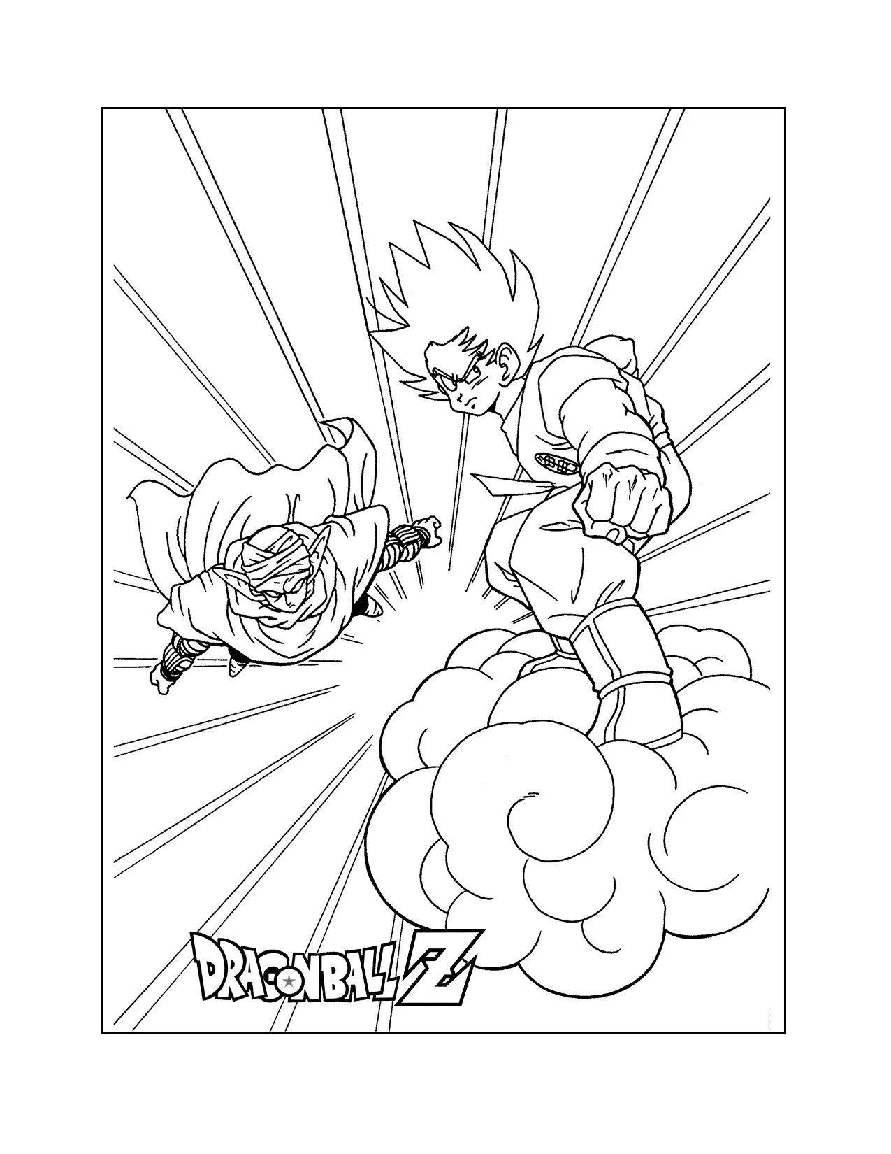 Dragon Ball Z Flying Nimbus Coloring Page