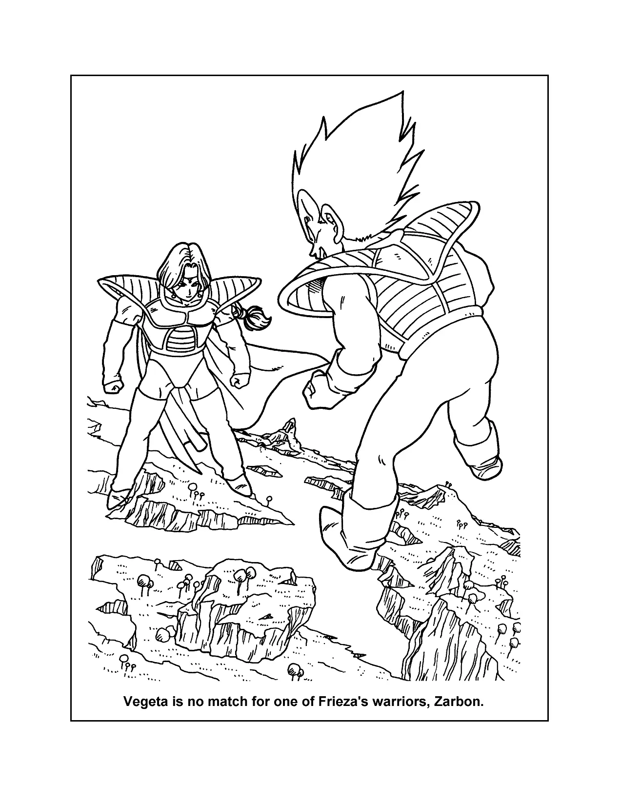Vegeta Fights Zarbon Dragonball Z Coloring Page