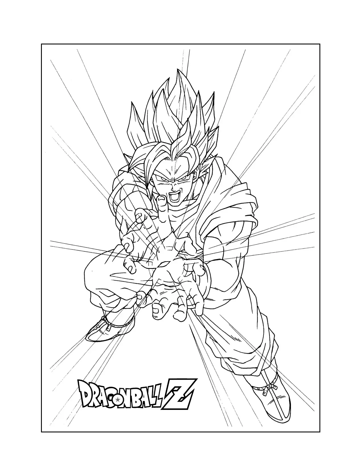 Goku Kamehameha Dragonball Z Coloring Page