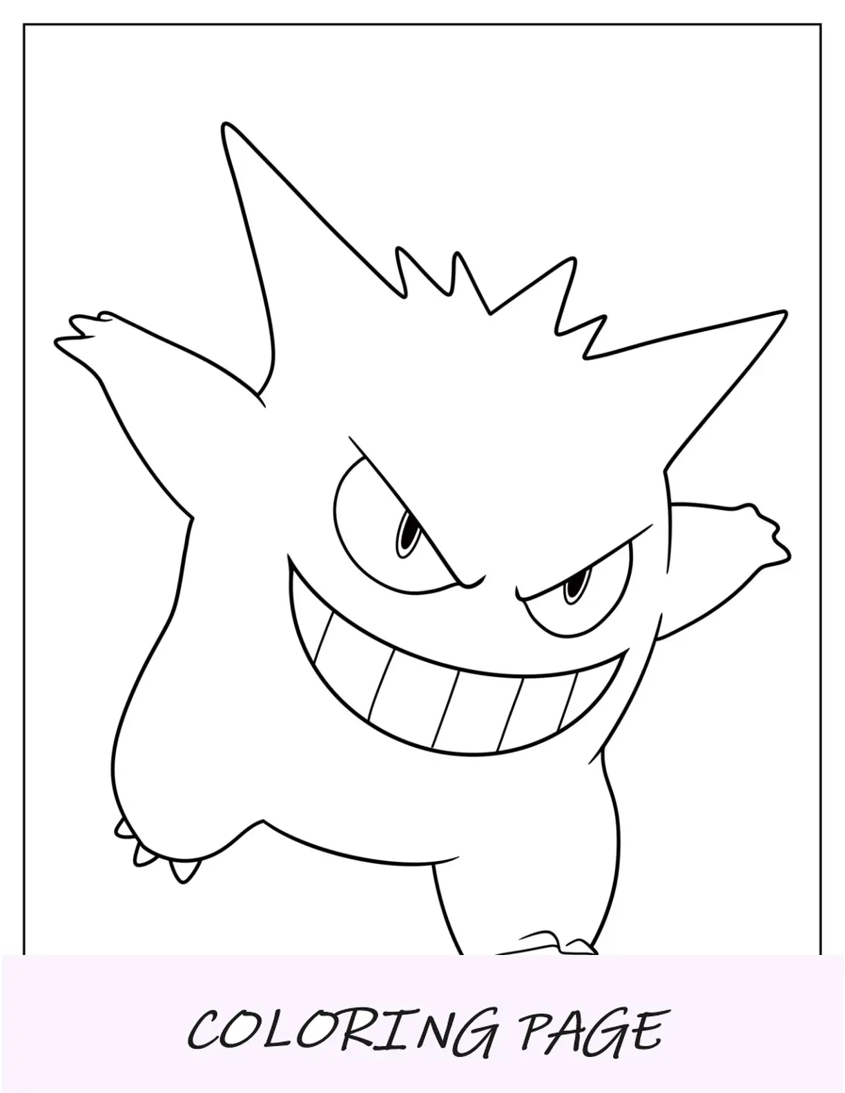 Página para colorir simples de Gengar para crianças em idade pré-escolar