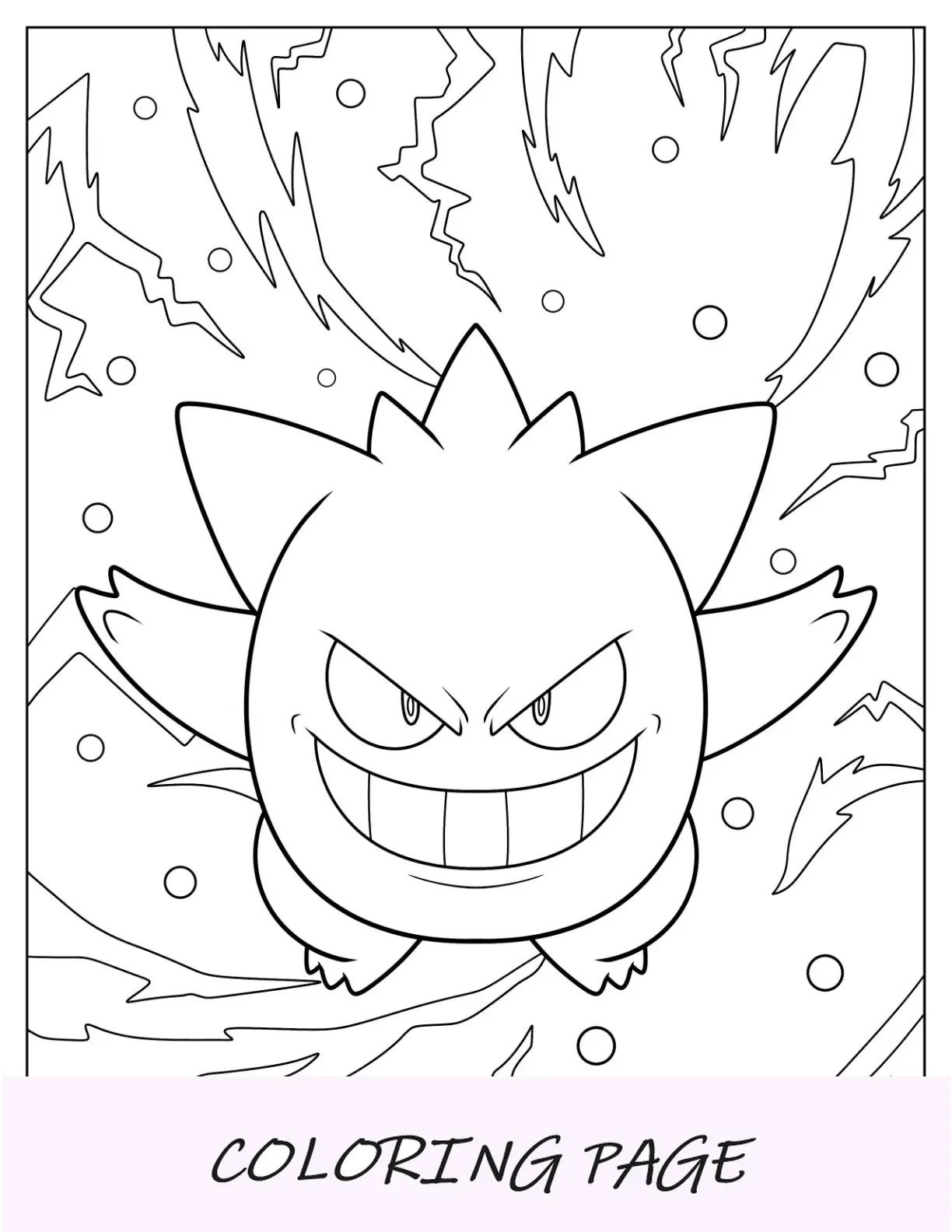 Página para colorir de Gengar com sorriso maligno