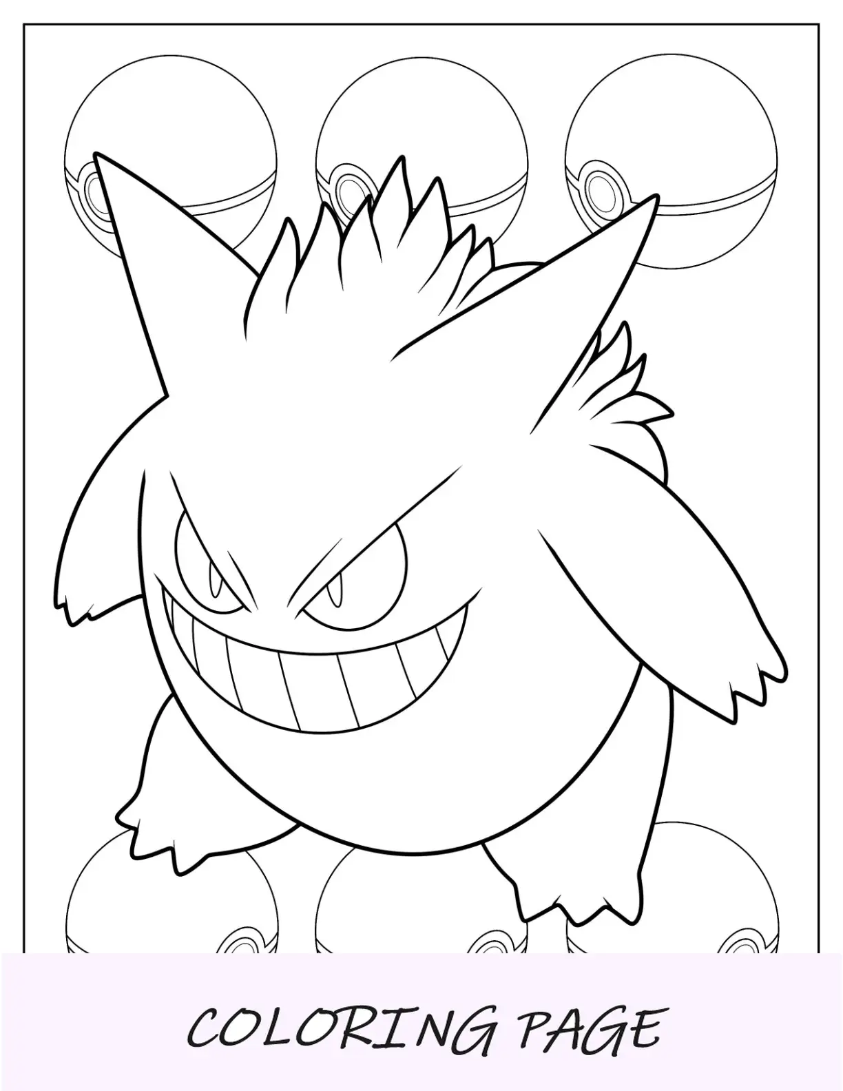 Esboço da página para colorir do Gengar assustador