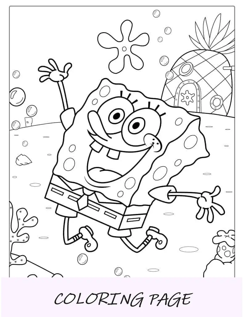 Desenho para colorir do Bob Esponja feliz