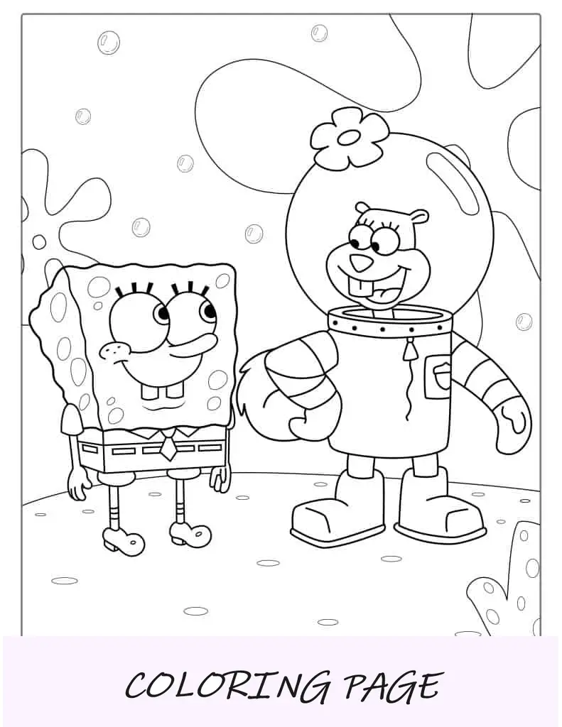 Sandy e Bob Esponja brincando juntos