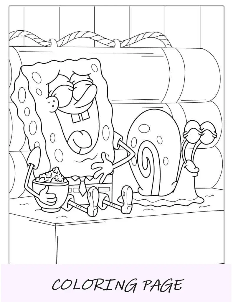 Bob Esponja e Garry, o caracol rindo