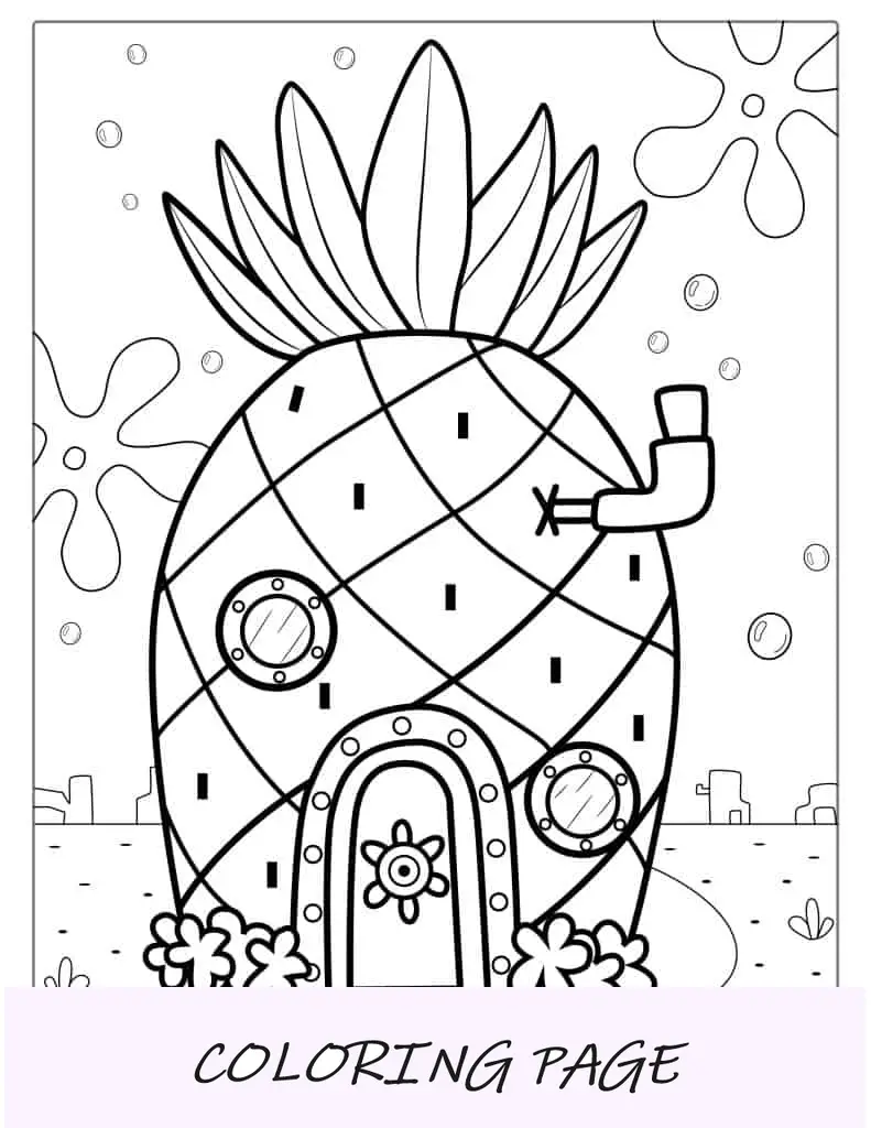 Página para colorir da casa de abacaxi do Bob Esponja