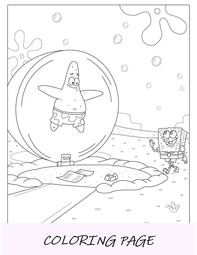 Bob Esponja dizendo olá para Patrik Under His Rock