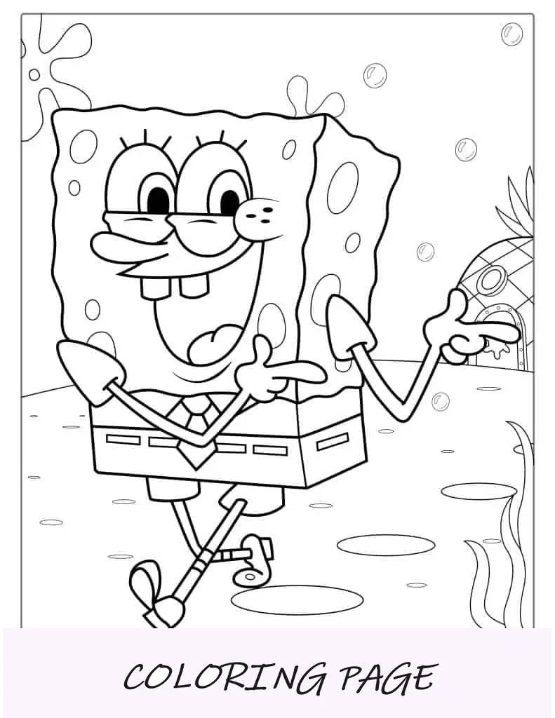 Bob Esponja com dedos apontando para colorir