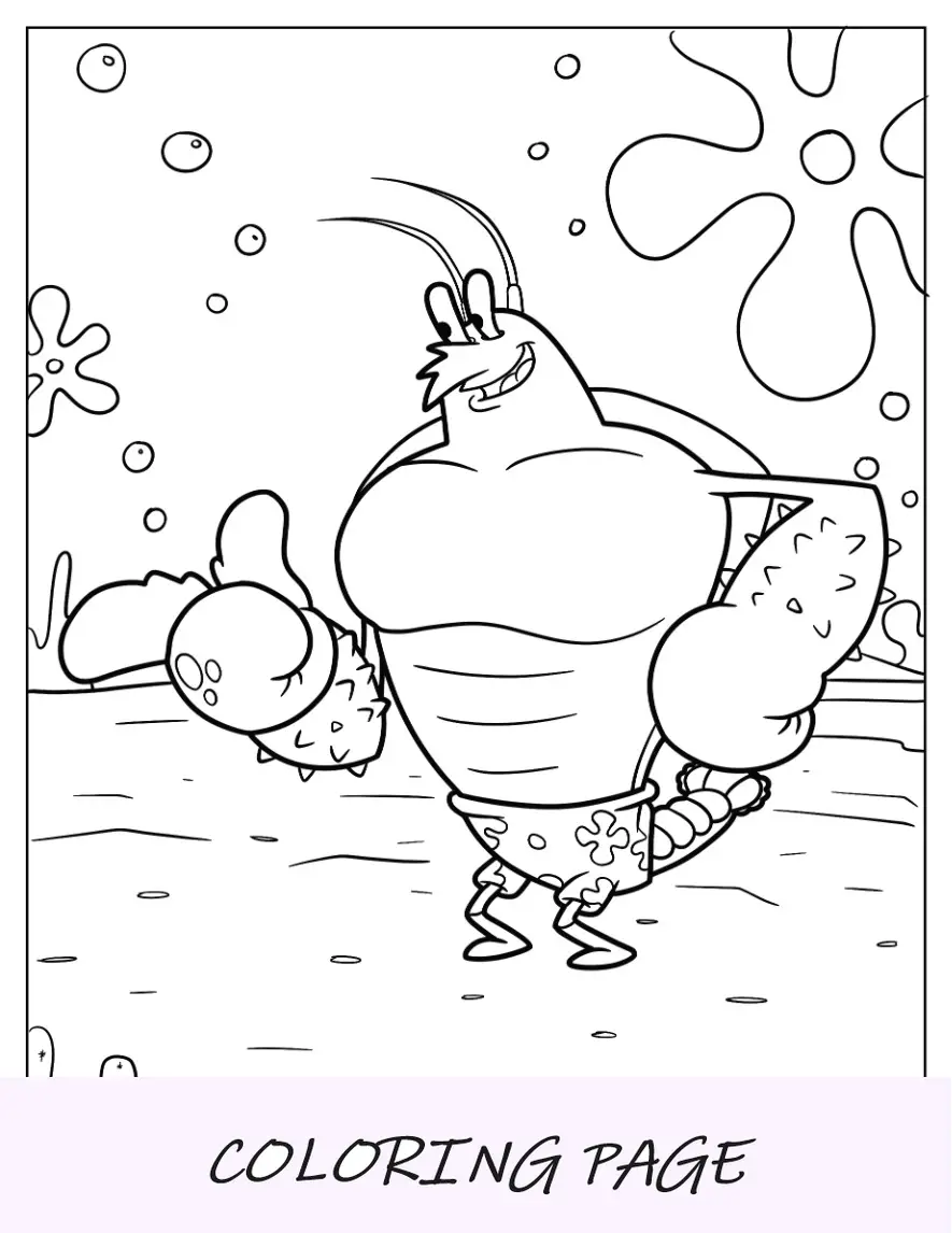Página para colorir do Bob Esponja Larry, a Lagosta, para crianças