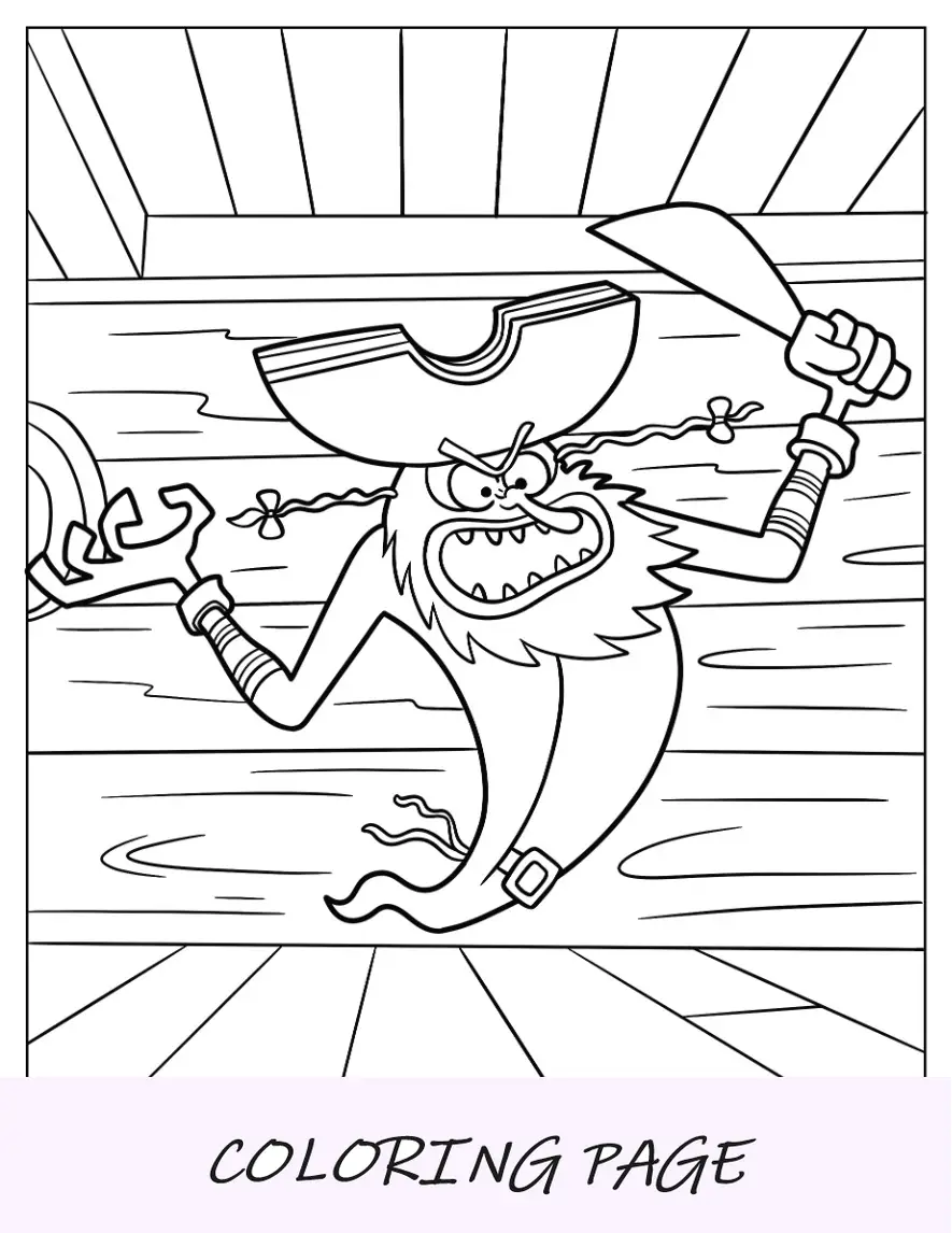 Página para colorir do Bob Esponja do Holandês Voador