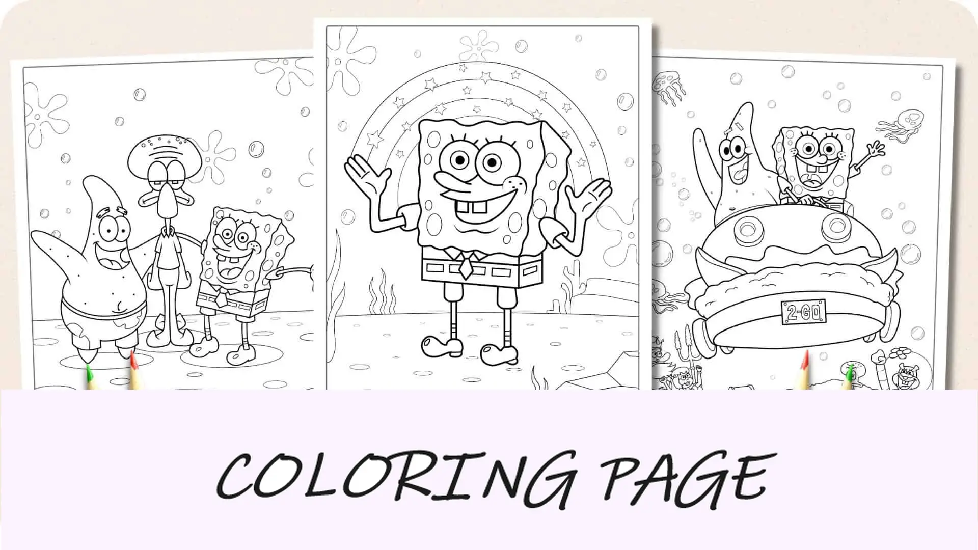 Imagem em destaque das páginas para colorir do Bob Esponja