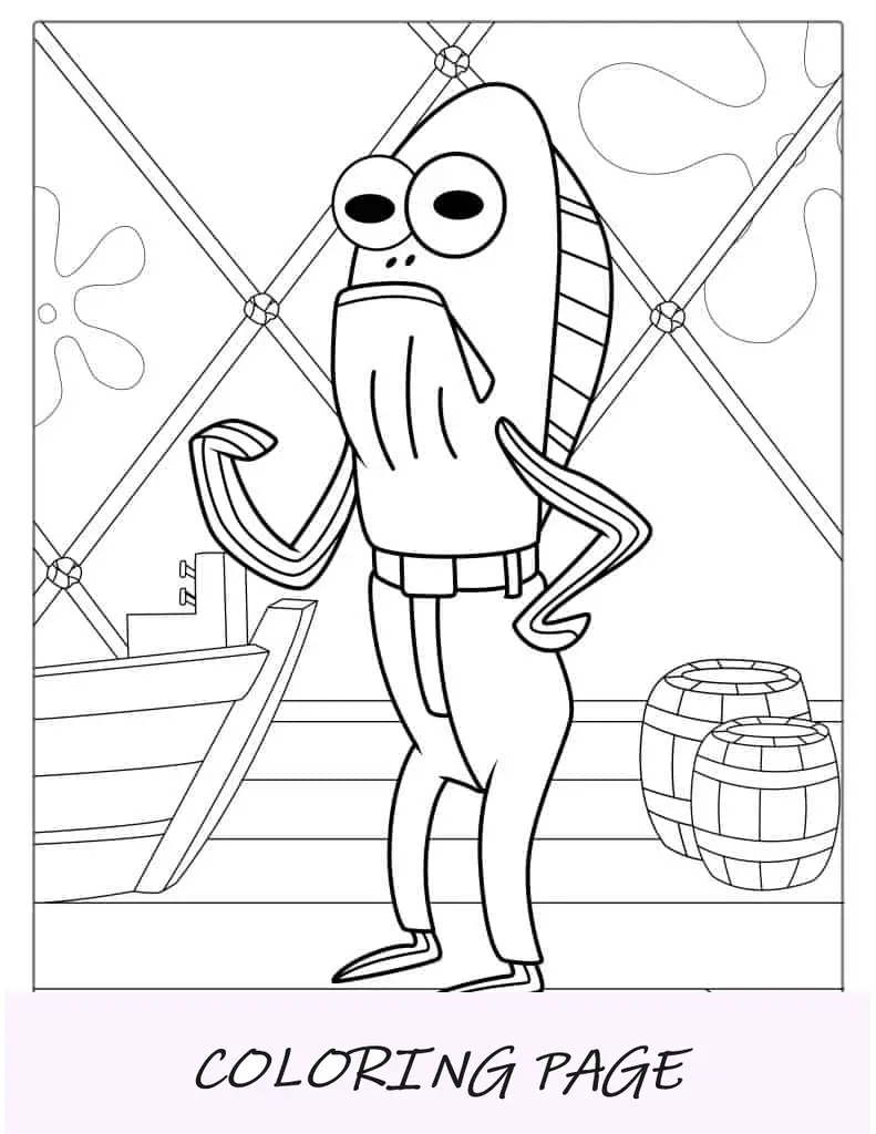 Personagem de peixe do programa de TV do Bob Esponja para colorir
