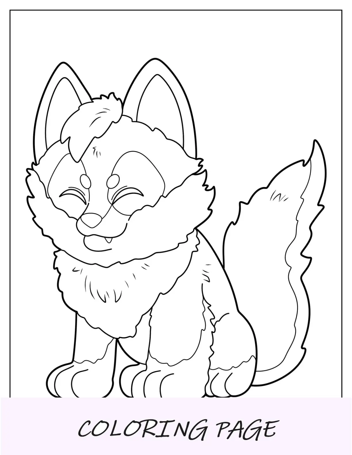 Ausmalbilder Chibi lächelnder Wolf für Kinder