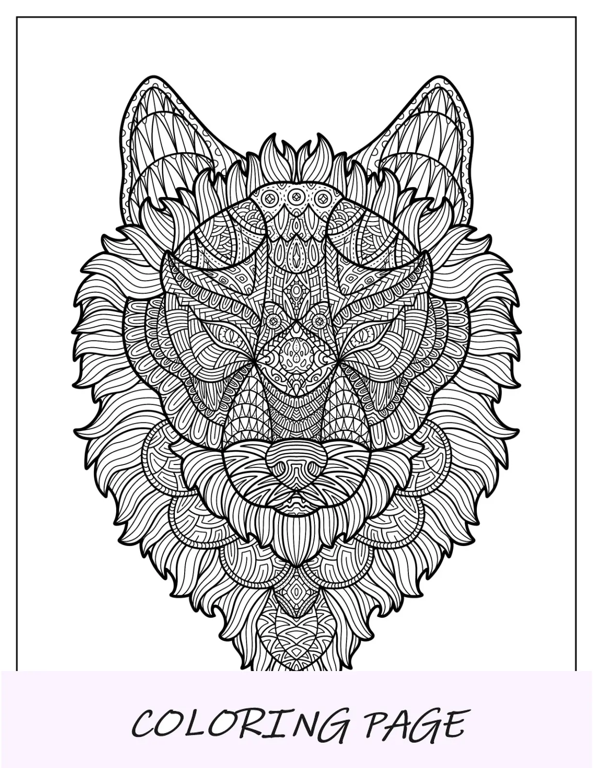 Kompliziertes Wolf-Malvorlagen-Mandala