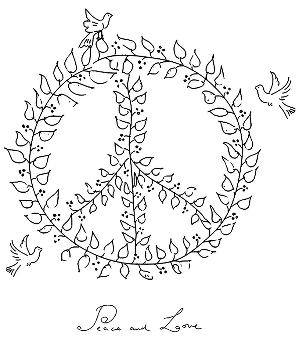 Doves Peace And Love Symbol Coloring Page