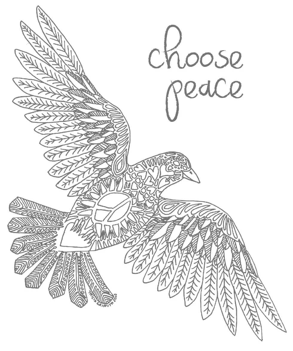 Choose Peace Dove Coloring Page