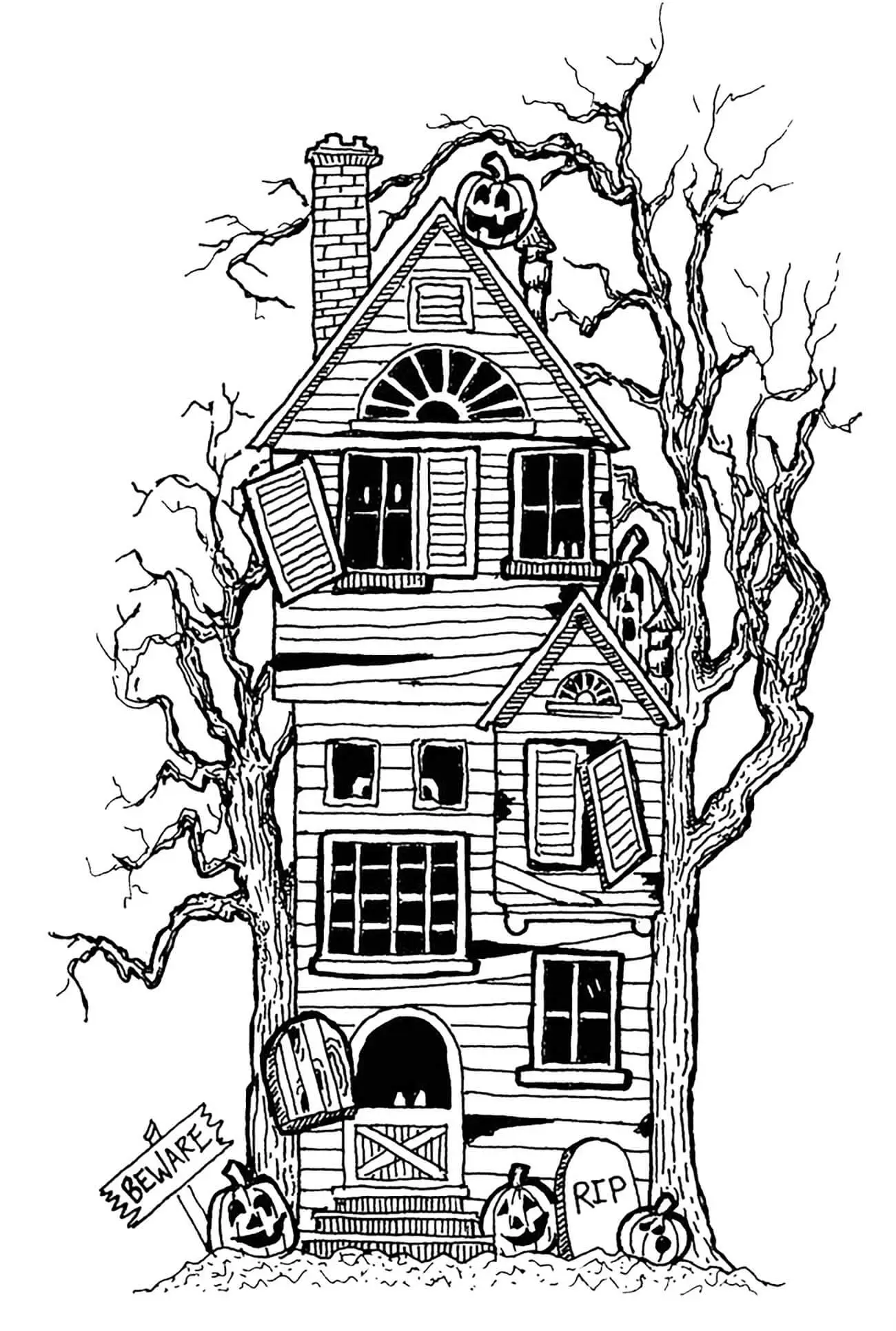 Haunted House Coloring Page