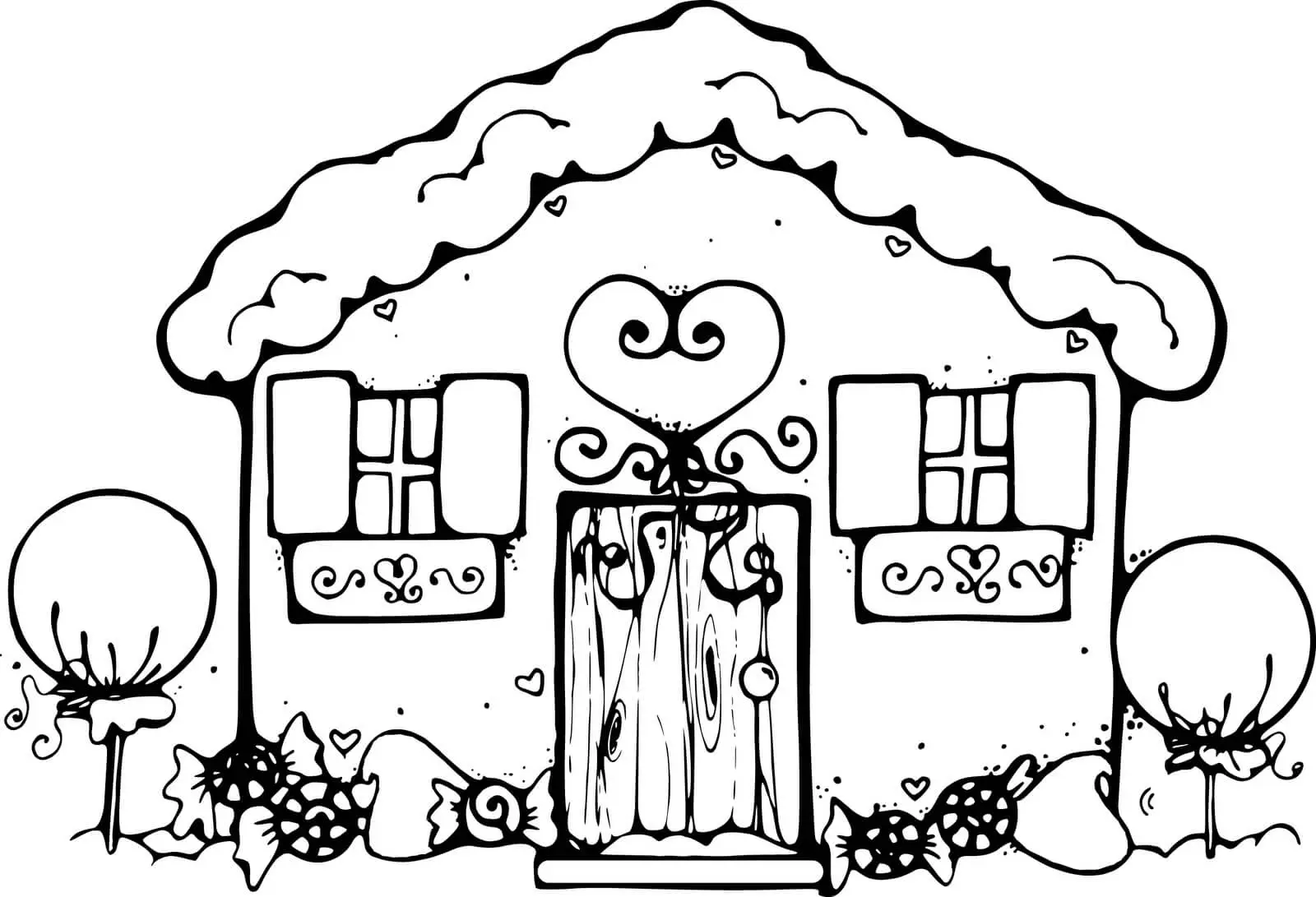 Candy House Coloring Page