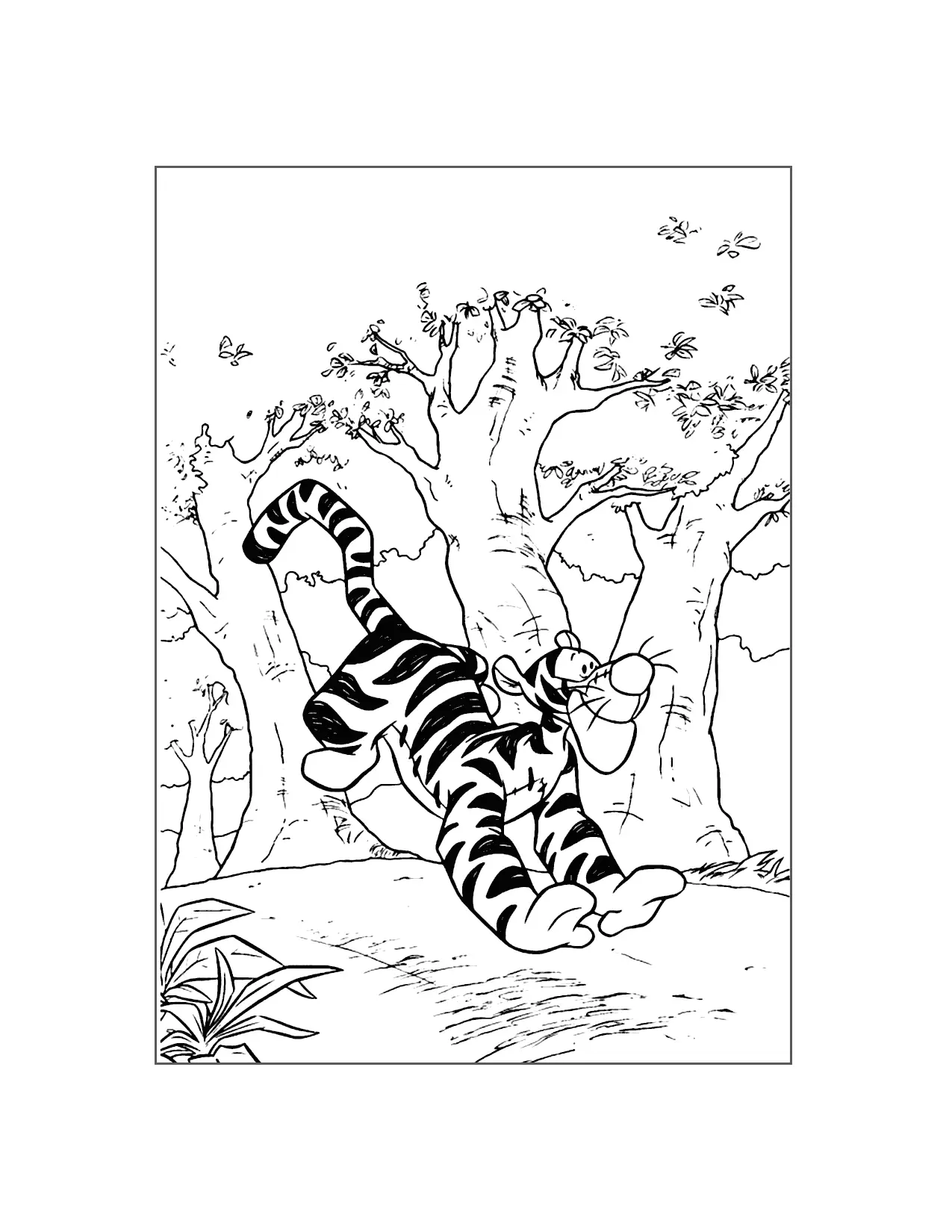 Tigger Running Outside Coloring Page
