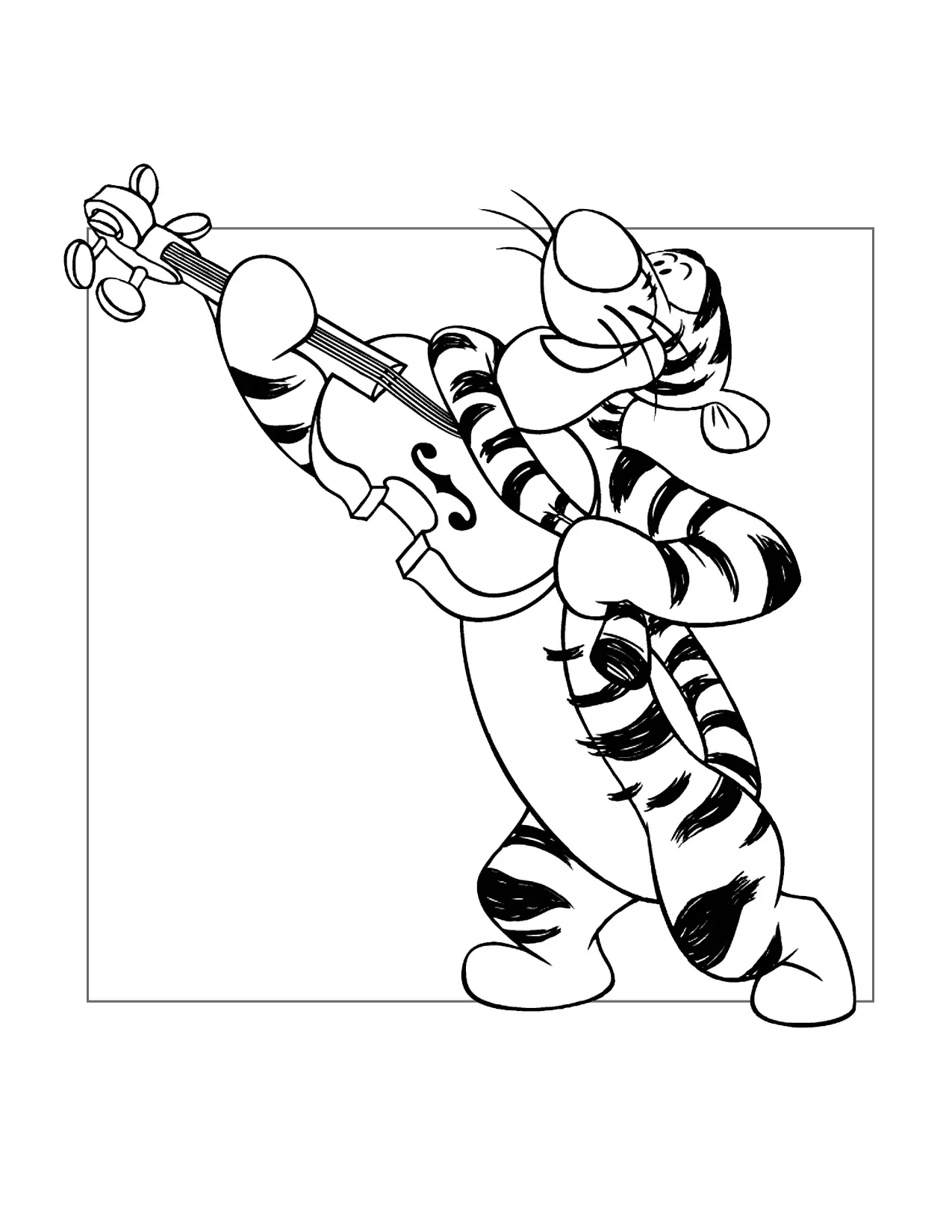 Tigger Plays Violin Coloring Page