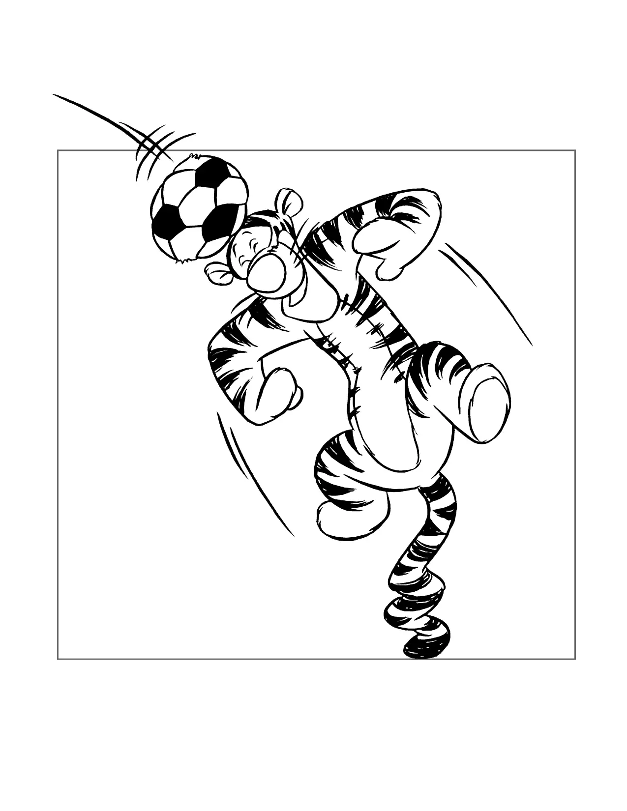 Tigger Plays Soccer Coloring Page