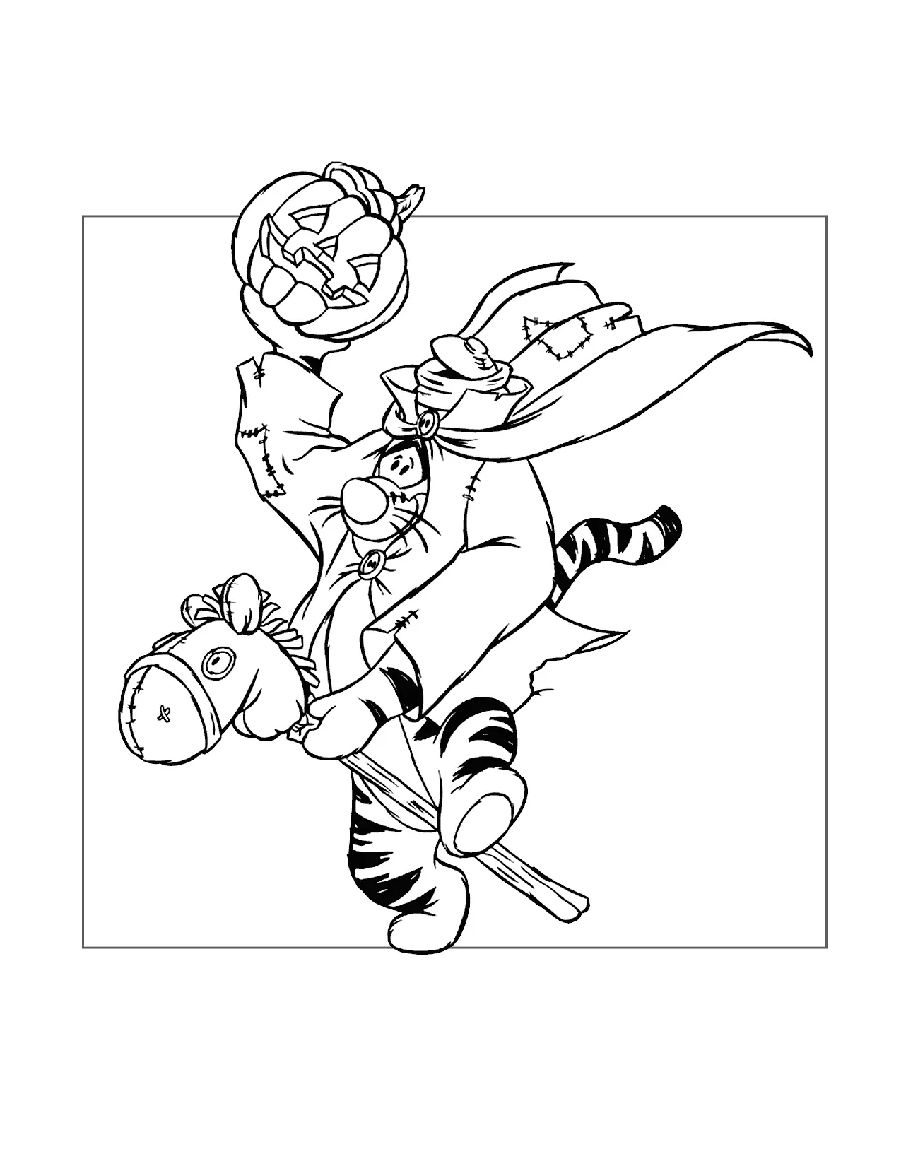 Tigger Headless Horseman Halloween Costum Coloring Page