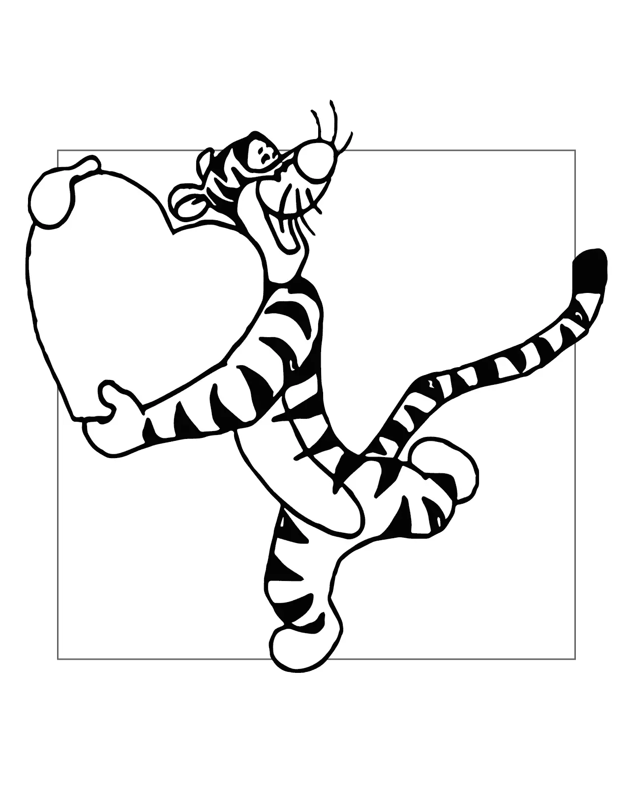 Valentine Tigger Coloring Page