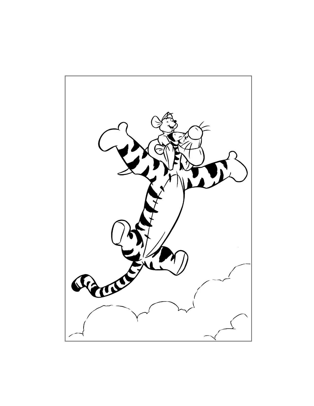 Tigger Bounces With Roo Coloring Page