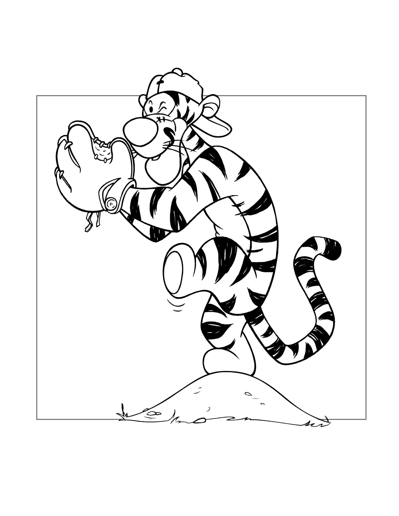 Tigger Baseball Pitcher Coloring Page