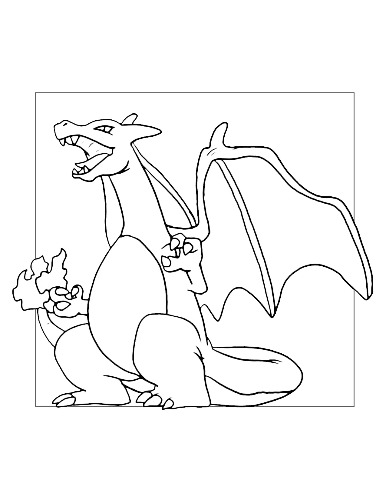 Large Fire Charizard Coloring Page