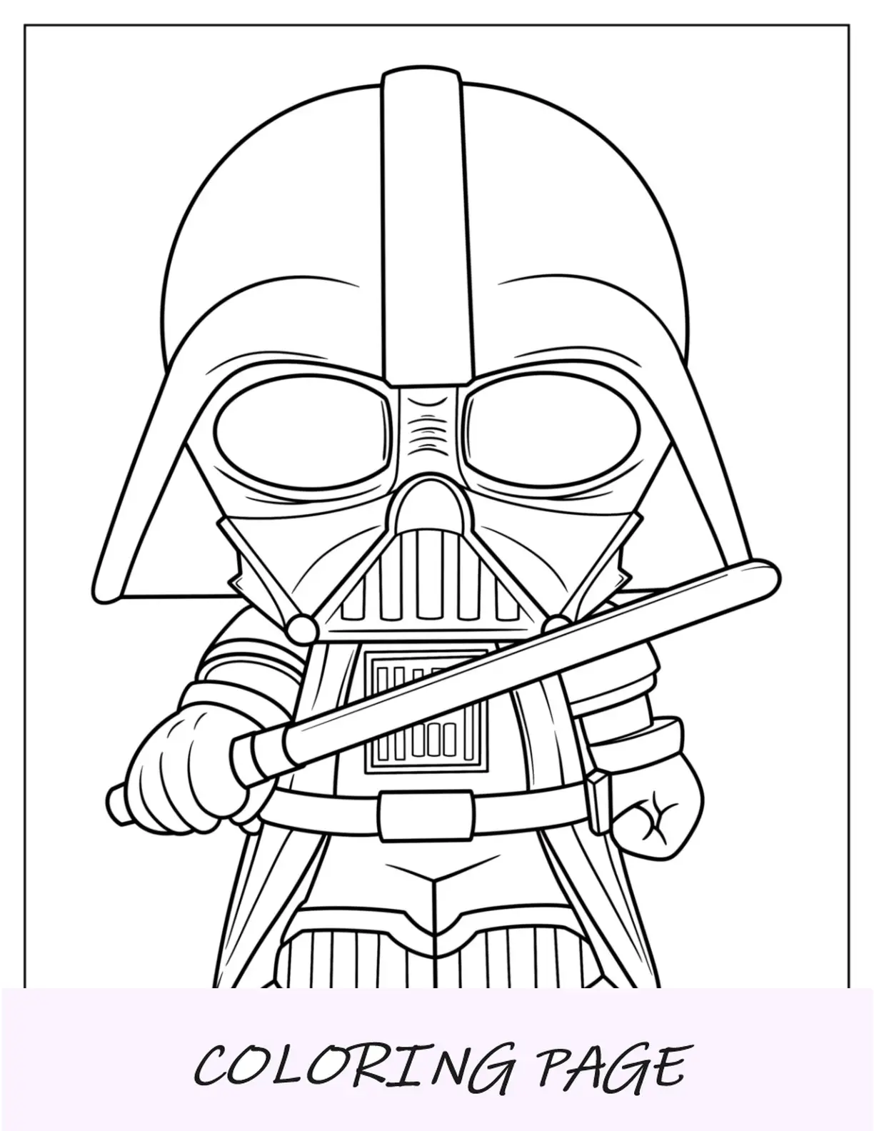 Página para colorear de Chibi Darth Vader para niños en edad preescolar