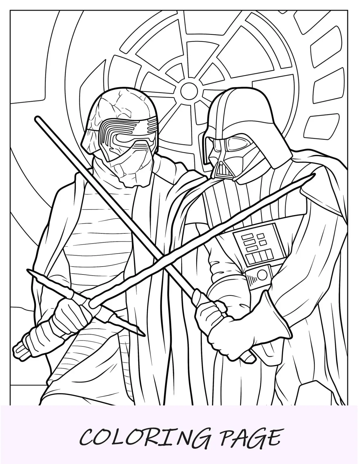 Dibujo para colorear de Darth Vader con Kylo Ren