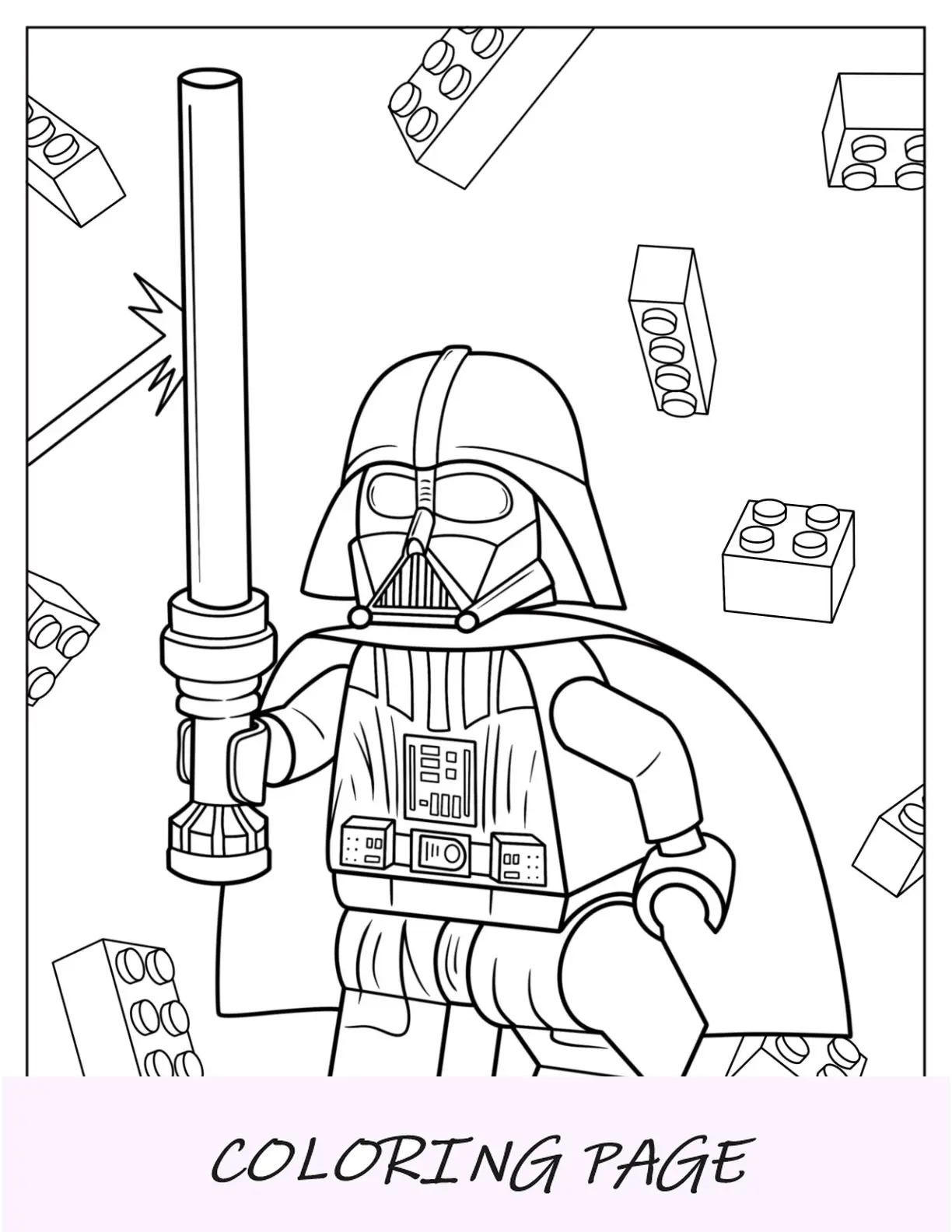 Lego Darth Vader Para Colorear Con Sable De Luz Para Ninos