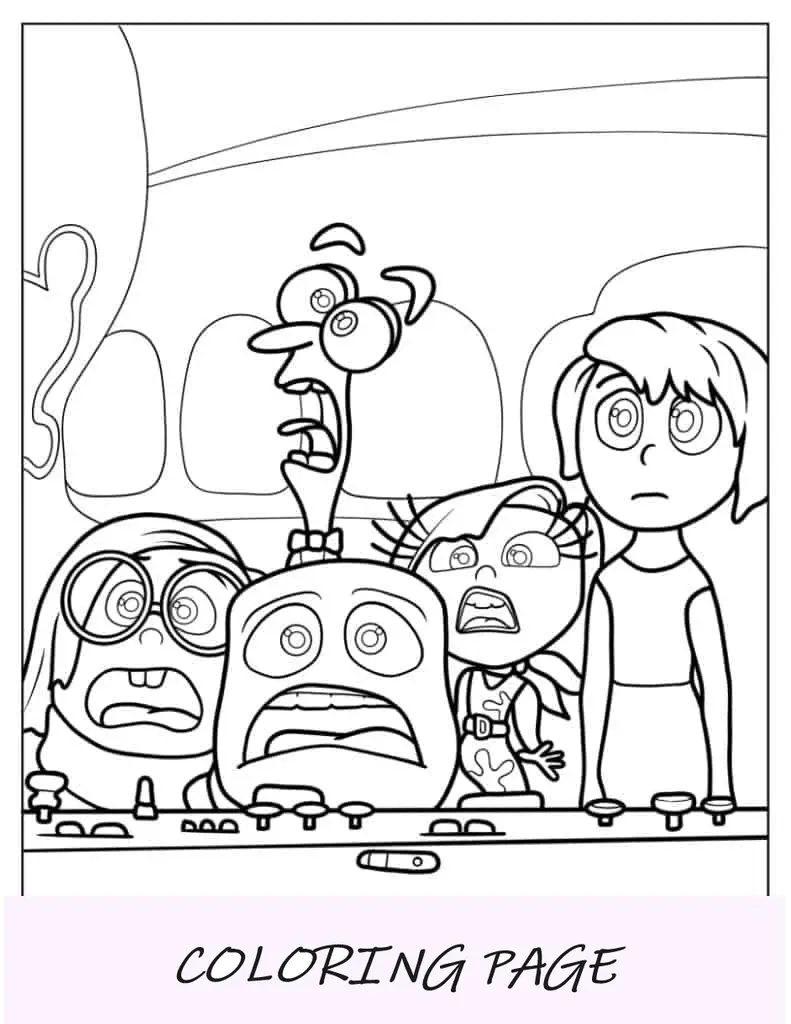 Personagens de emoção de dentro para fora para colorir