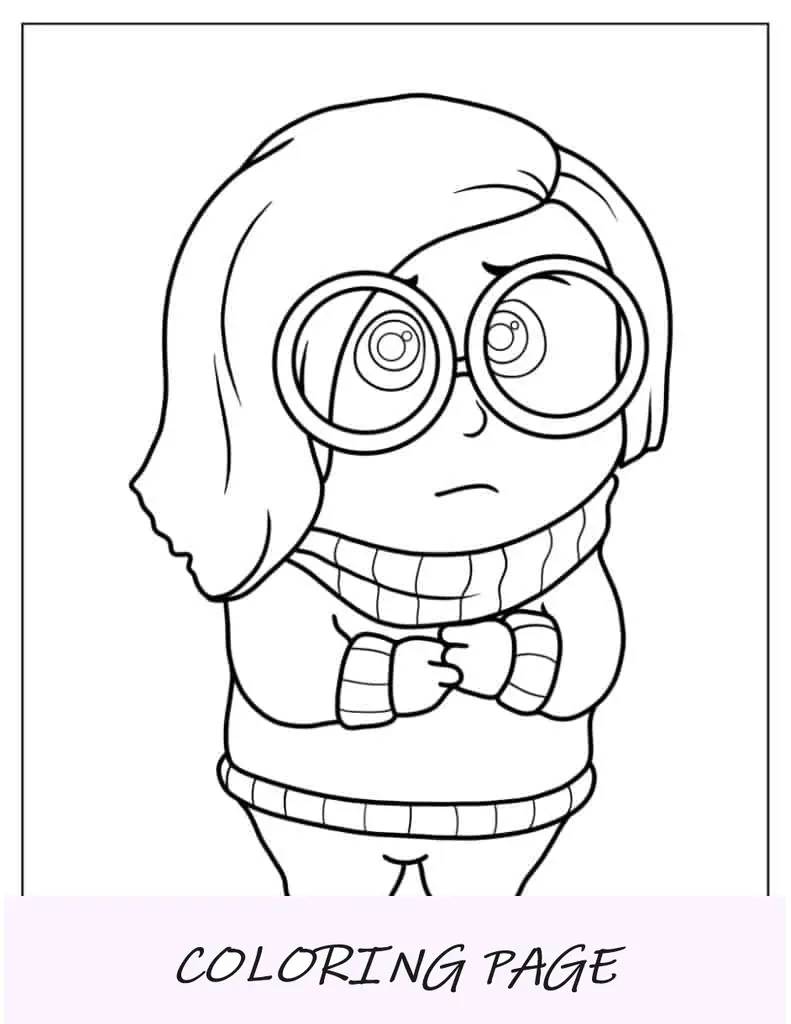 Esboço simples de tristeza para colorir