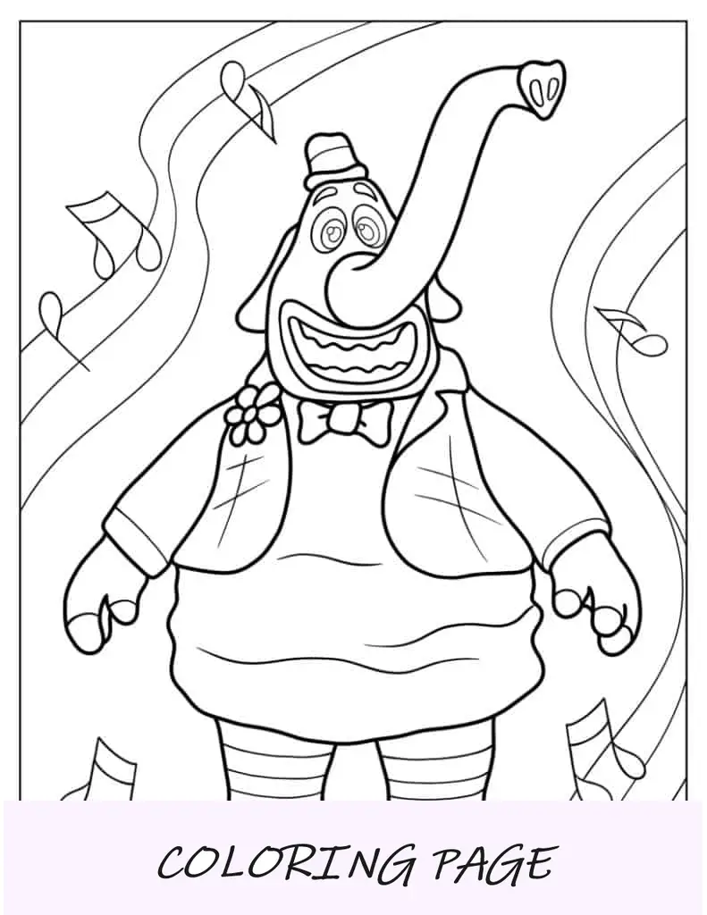 Página para colorir do Bing Bong de dentro para fora