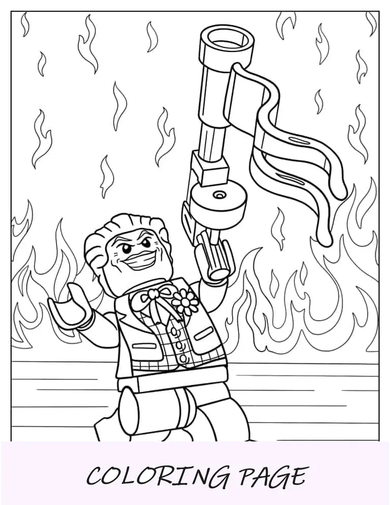 Lego Joker Con Llamas Para Colorear