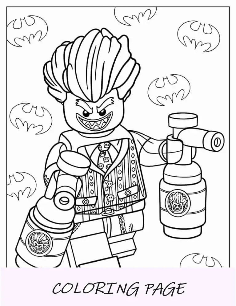 Página para colorear de Lego Joker causando problemas