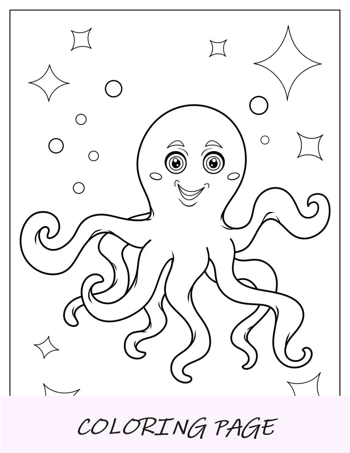 Lächelnde Cartoon-Oktopus-Malseite