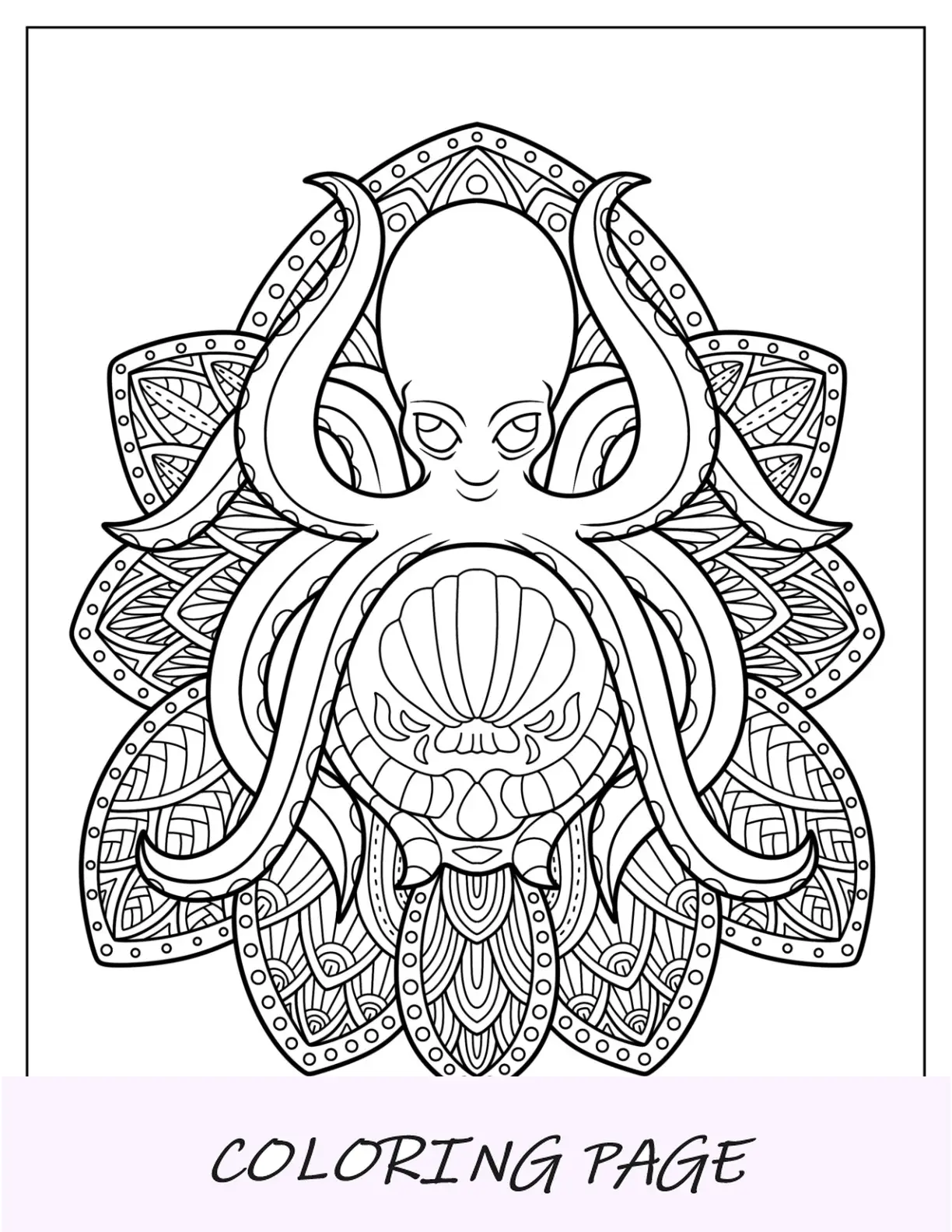 Einfache Mandala-Oktopus-Malseite