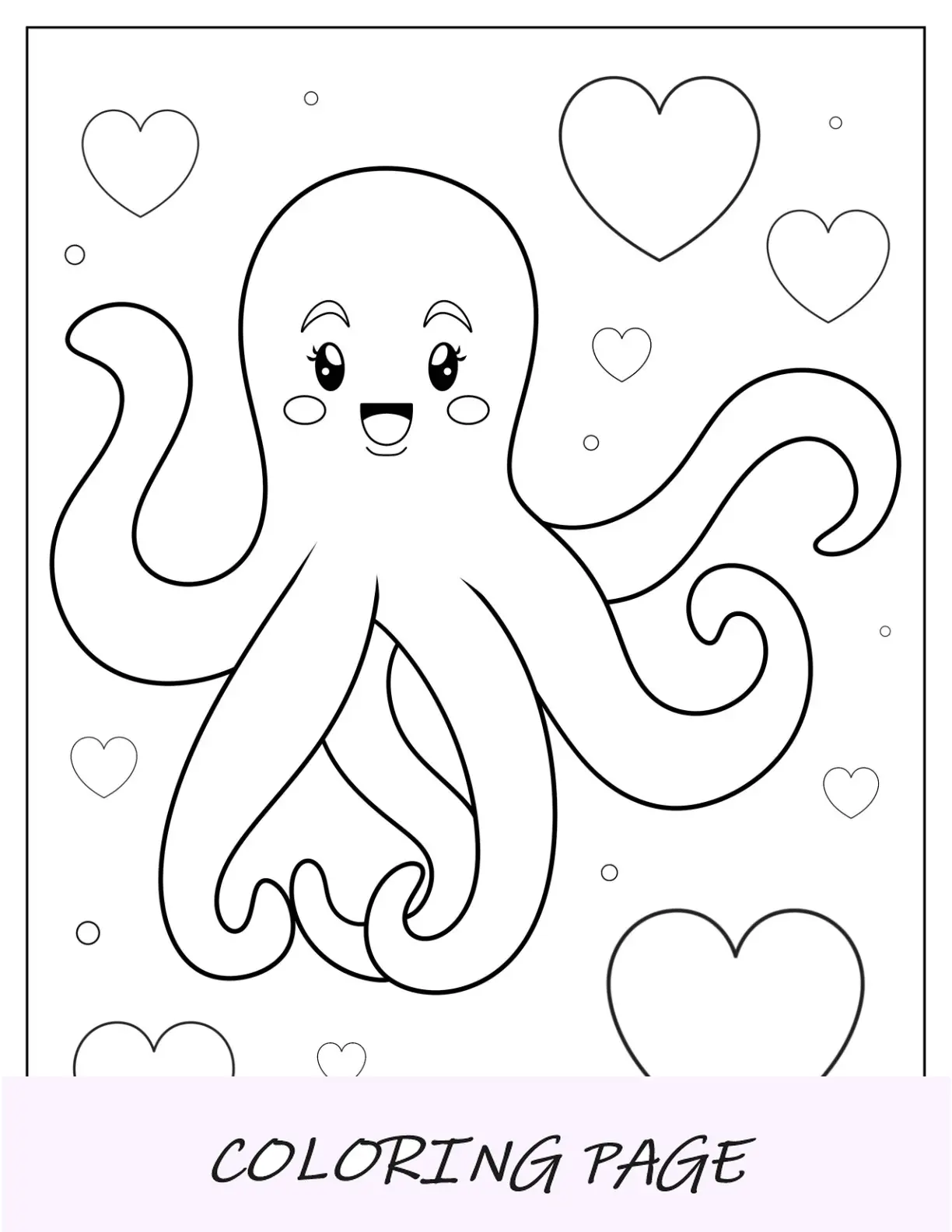 Einfache Malvorlage „Errötender Oktopus“ für Kinder im Vorschulalter